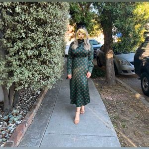 A green polka dot dress